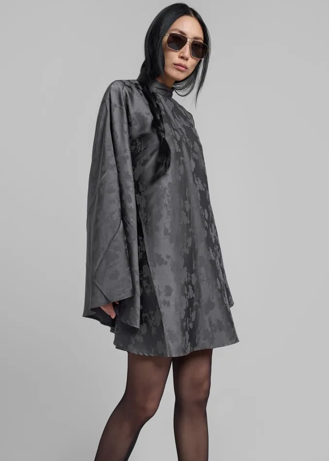 The Frankie Shop Dresses Rotate Bat Sleeve Mini Dress 8211 Gray Print 8211 Women
