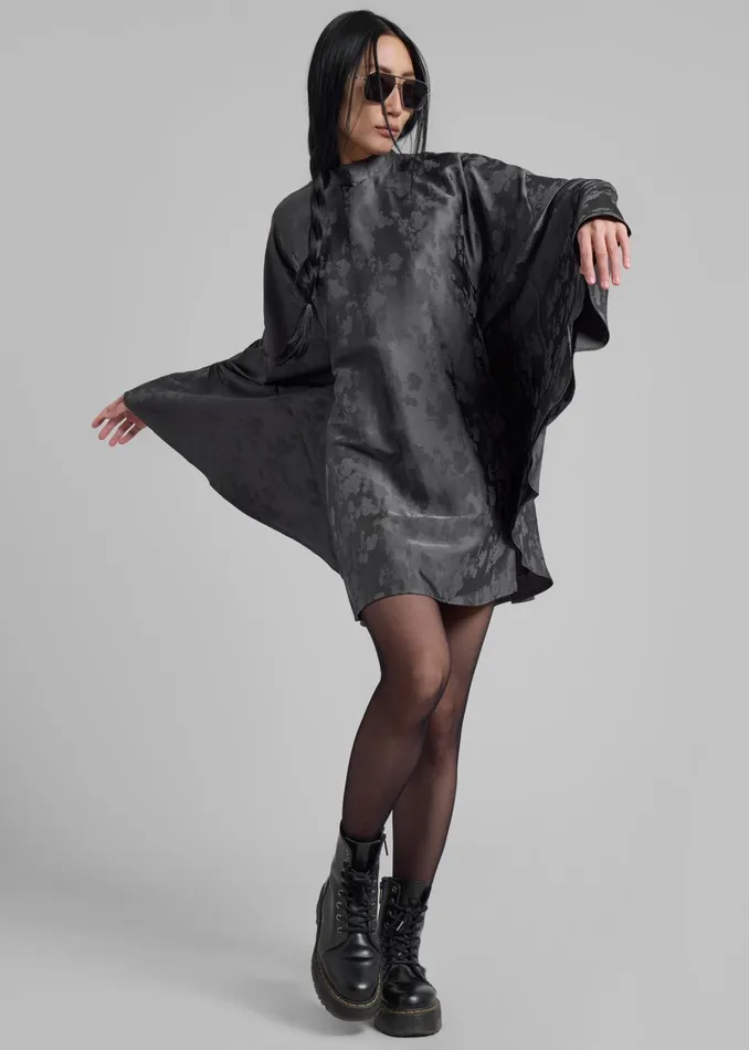 The Frankie Shop Dresses Rotate Bat Sleeve Mini Dress 8211 Gray Print 8211 Women