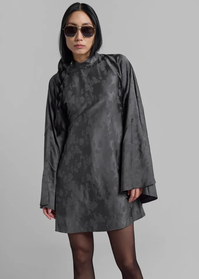 The Frankie Shop Dresses Rotate Bat Sleeve Mini Dress 8211 Gray Print 8211 Women