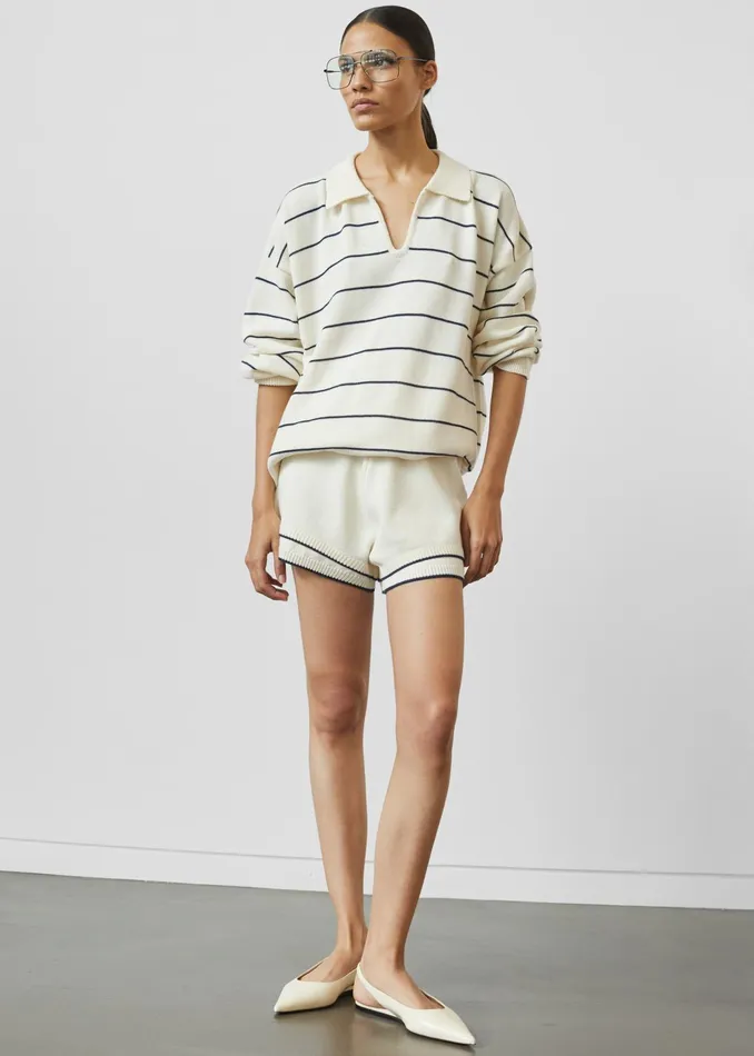 The Frankie Shop Knitwear Claudia Lightweight Knit Sweater 8211 CreamNavy Stripe 8211 Women The Frankie Shop Knitwear Claudia Lightweight Knit Sweater 8211 CreamNavy Stripe 8211 Women