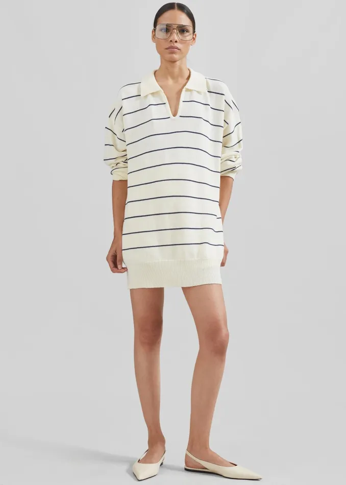 The Frankie Shop Knitwear Claudia Lightweight Knit Sweater 8211 CreamNavy Stripe 8211 Women