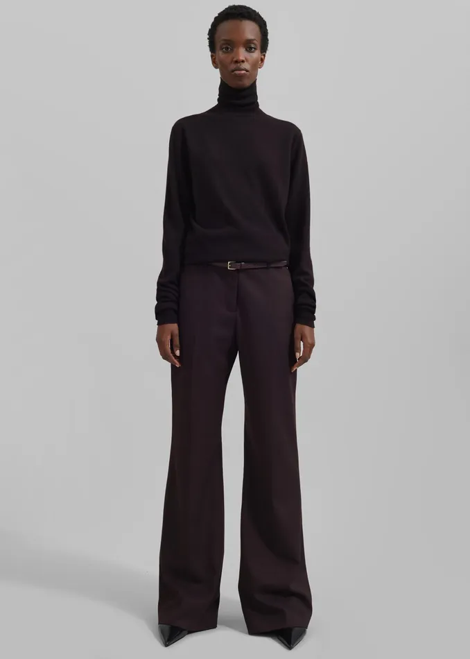 The Frankie Shop Knitwear Eve Thin Turtleneck Sweater 8211 Dark Plum 8211 Women