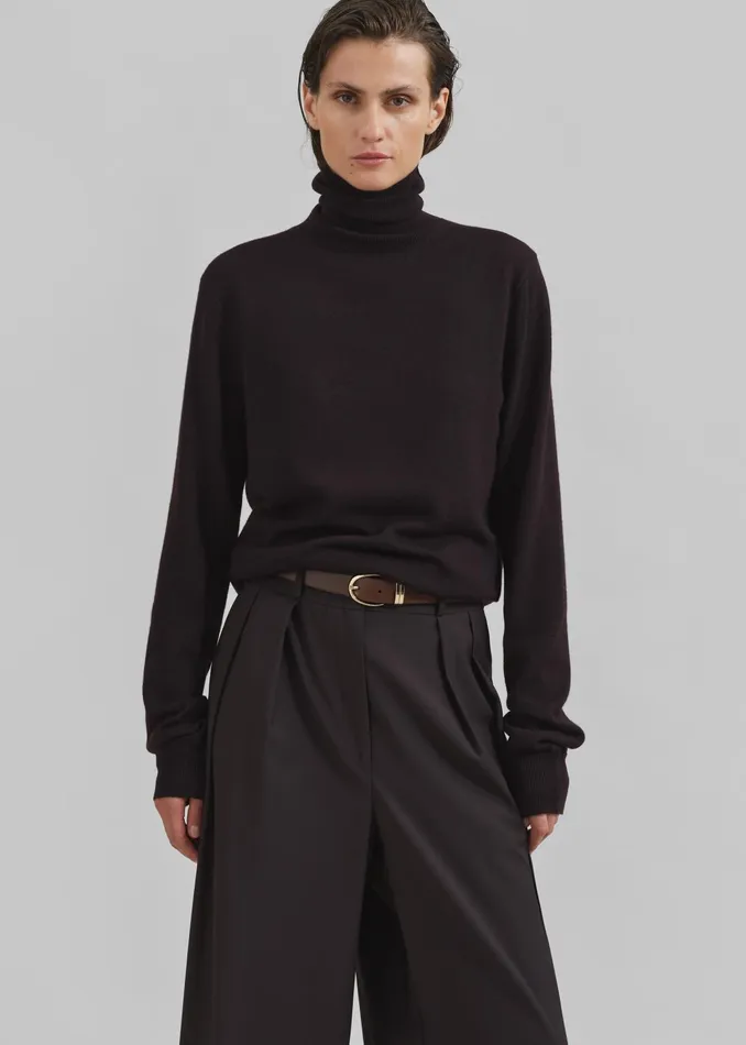 The Frankie Shop Knitwear Eve Thin Turtleneck Sweater 8211 Dark Plum 8211 Women