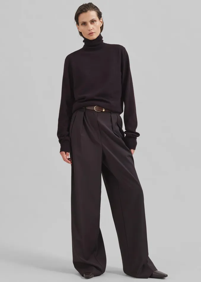 The Frankie Shop Knitwear Eve Thin Turtleneck Sweater 8211 Dark Plum 8211 Women