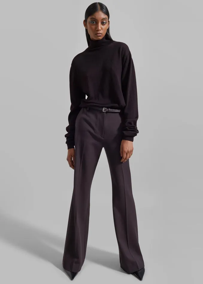 The Frankie Shop Knitwear Eve Thin Turtleneck Sweater 8211 Dark Plum 8211 Women