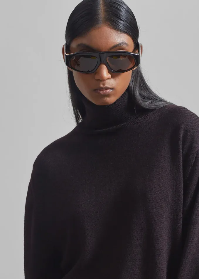 The Frankie Shop Knitwear Eve Thin Turtleneck Sweater 8211 Dark Plum 8211 Women