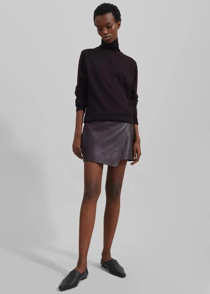 The Frankie Shop Knitwear Eve Thin Turtleneck Sweater 8211 Dark Plum 8211 Women
