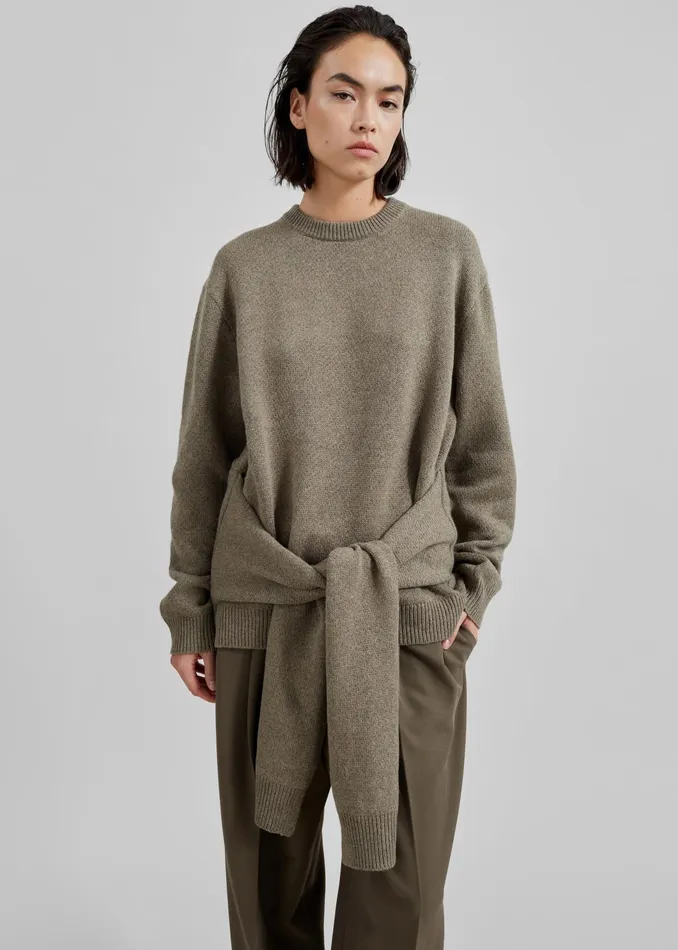 The Frankie Shop Knitwear Jw Anderson Draped Tie Front Jumper 8211 Khaki 8211 Women The Frankie Shop Knitwear Jw Anderson Draped Tie Front Jumper 8211 Khaki 8211 Women