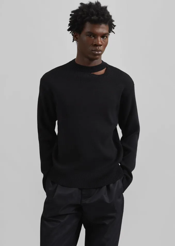 The Frankie Shop Knitwear Louis Gabriel Nouchi Wool Jumper With Signature Opening 8211 Black 8211 Men