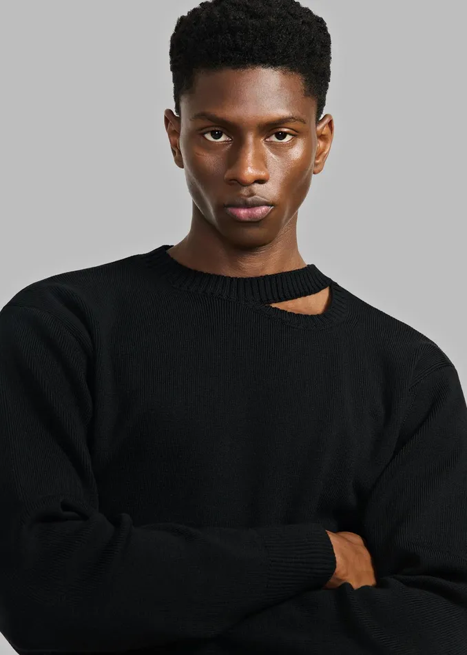 The Frankie Shop Knitwear Louis Gabriel Nouchi Wool Jumper With Signature Opening 8211 Black 8211 Men