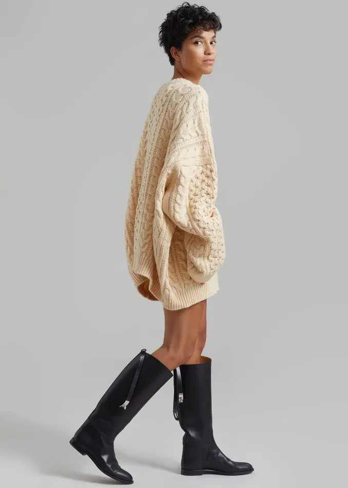The Frankie Shop Knitwear Pailey Braided Sweater 8211 Cream 8211 Women