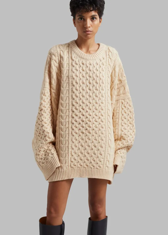 The Frankie Shop Knitwear Pailey Braided Sweater 8211 Cream 8211 Women