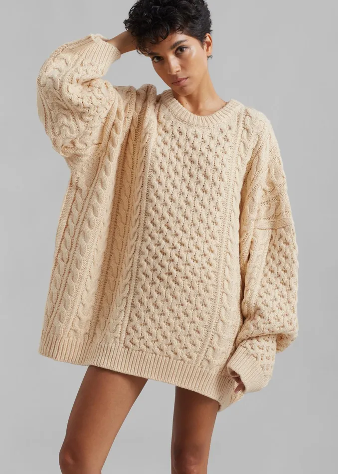 The Frankie Shop Knitwear Pailey Braided Sweater 8211 Cream 8211 Women