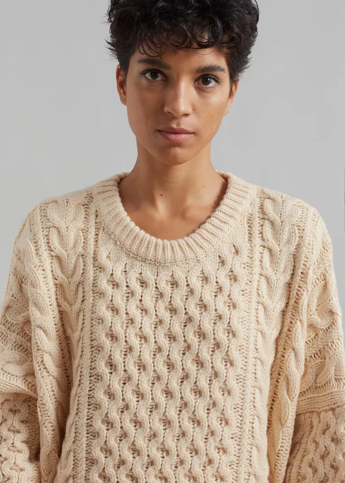 The Frankie Shop Knitwear Pailey Braided Sweater 8211 Cream 8211 Women