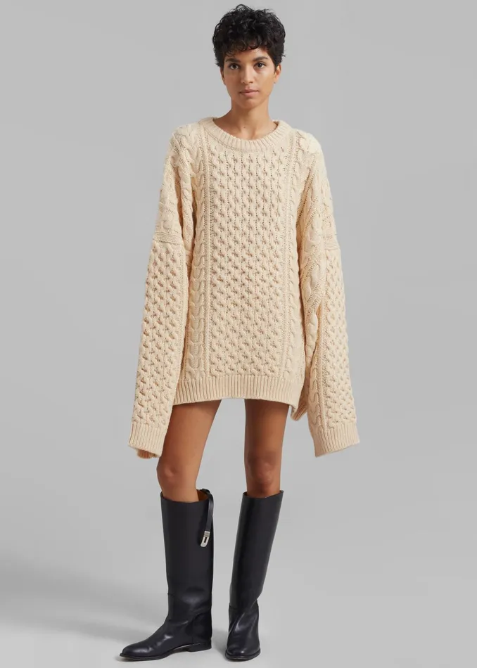 The Frankie Shop Knitwear Pailey Braided Sweater 8211 Cream 8211 Women