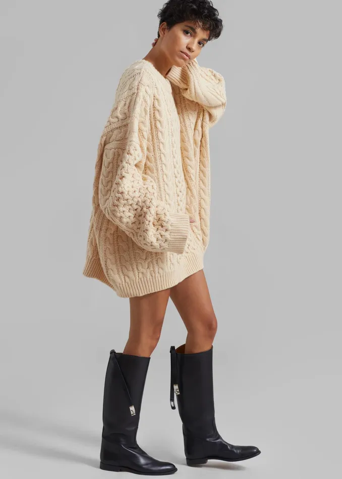 The Frankie Shop Knitwear Pailey Braided Sweater 8211 Cream 8211 Women