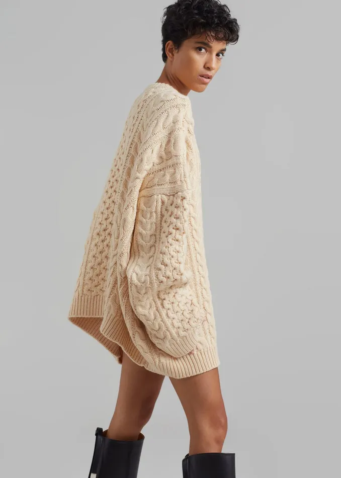 The Frankie Shop Knitwear Pailey Braided Sweater 8211 Cream 8211 Women