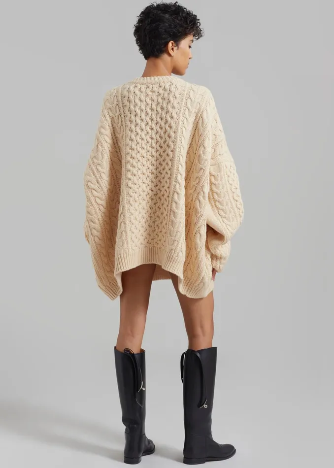 The Frankie Shop Knitwear Pailey Braided Sweater 8211 Cream 8211 Women
