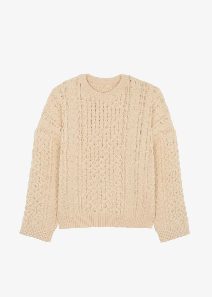 The Frankie Shop Knitwear Pailey Braided Sweater 8211 Cream 8211 Women