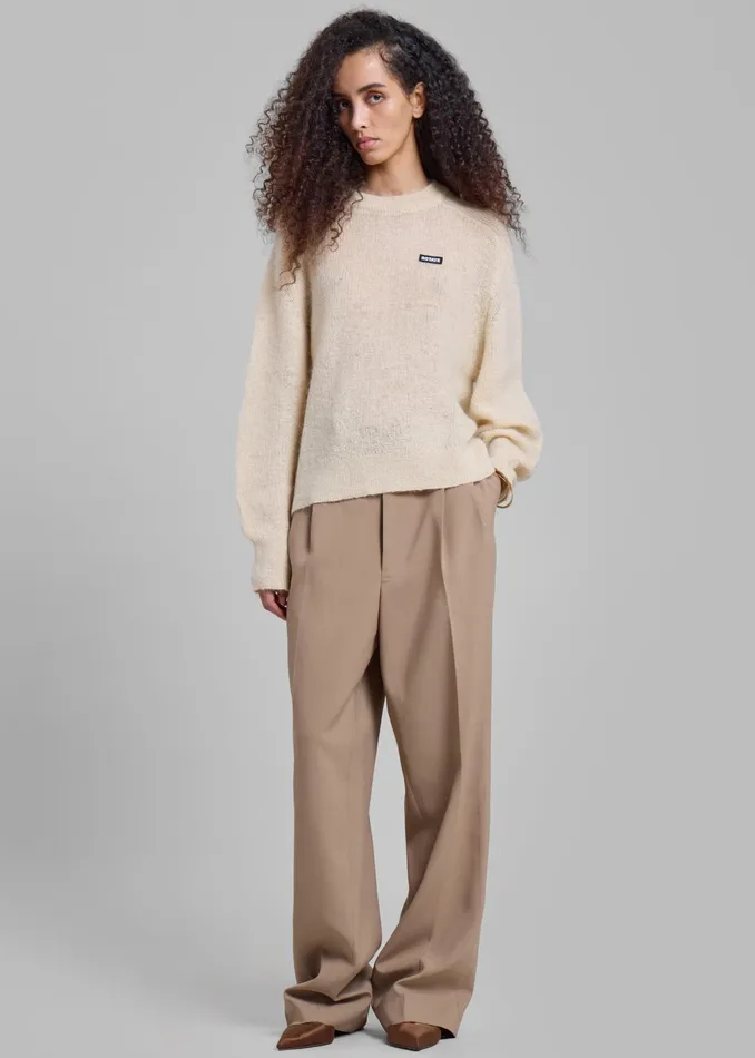 The Frankie Shop Knitwear Rotate Light Knit Logo Sweater 8211 Parchment 8211 Women