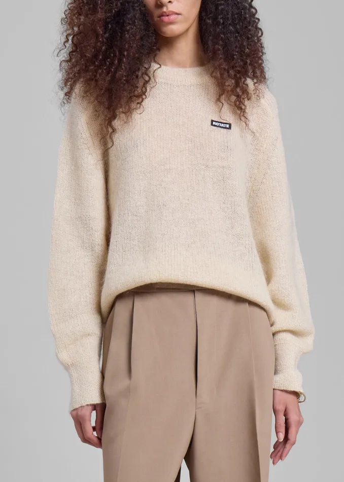 The Frankie Shop Knitwear Rotate Light Knit Logo Sweater 8211 Parchment 8211 Women