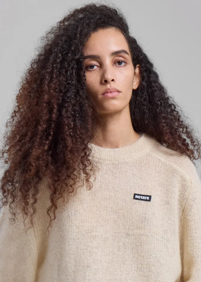 The Frankie Shop Knitwear Rotate Light Knit Logo Sweater 8211 Parchment 8211 Women