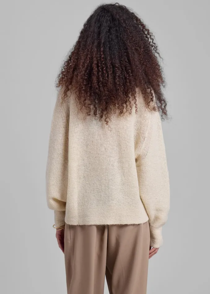 The Frankie Shop Knitwear Rotate Light Knit Logo Sweater 8211 Parchment 8211 Women