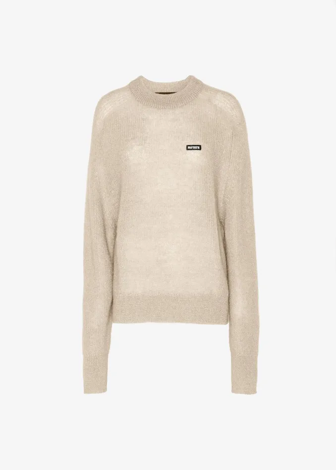 The Frankie Shop Knitwear Rotate Light Knit Logo Sweater 8211 Parchment 8211 Women