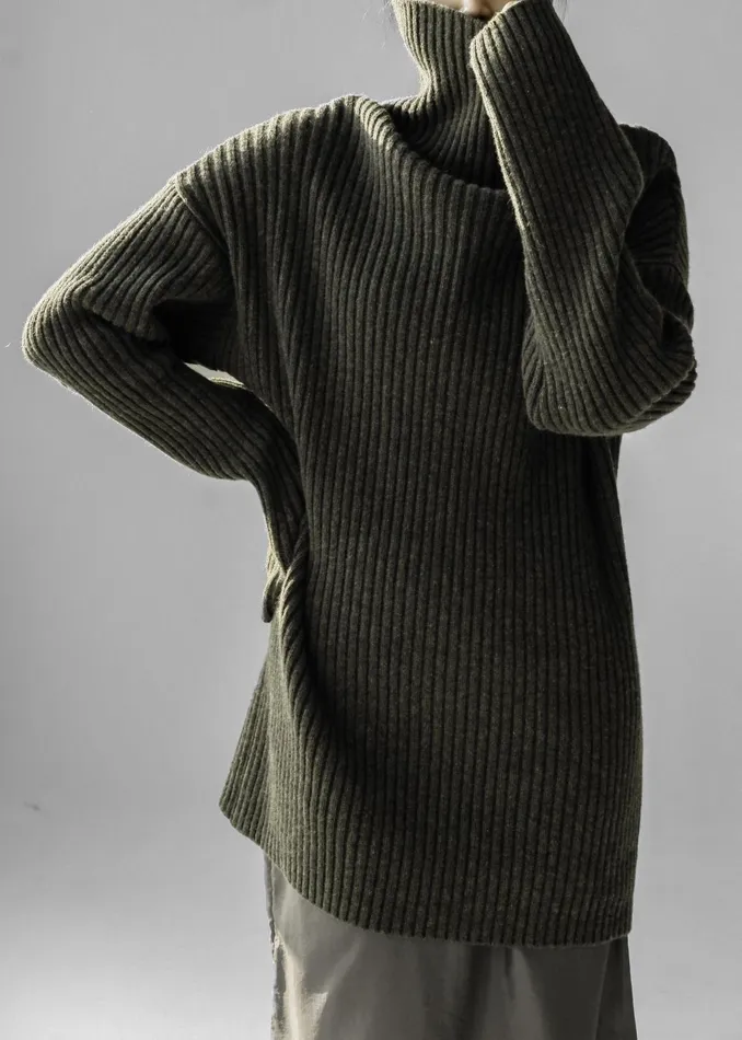 The Frankie Shop Knitwear Thelma Ribbed Sweater Dress 8211 Khaki 8211 Women