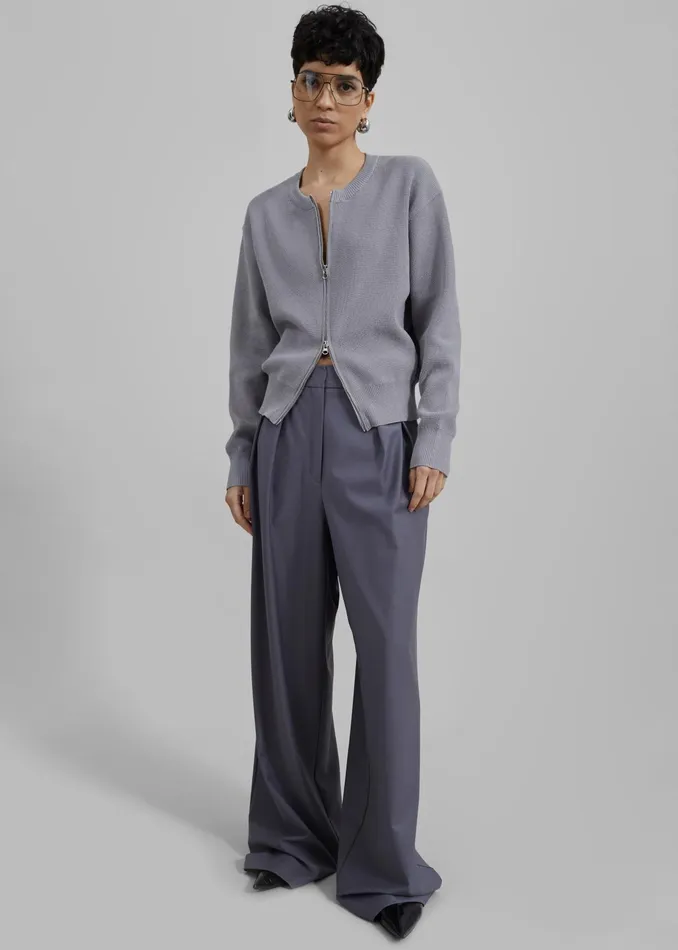 The Frankie Shop Knitwear Veronica ZipUp Cardigan 8211 Grey 8211 Women