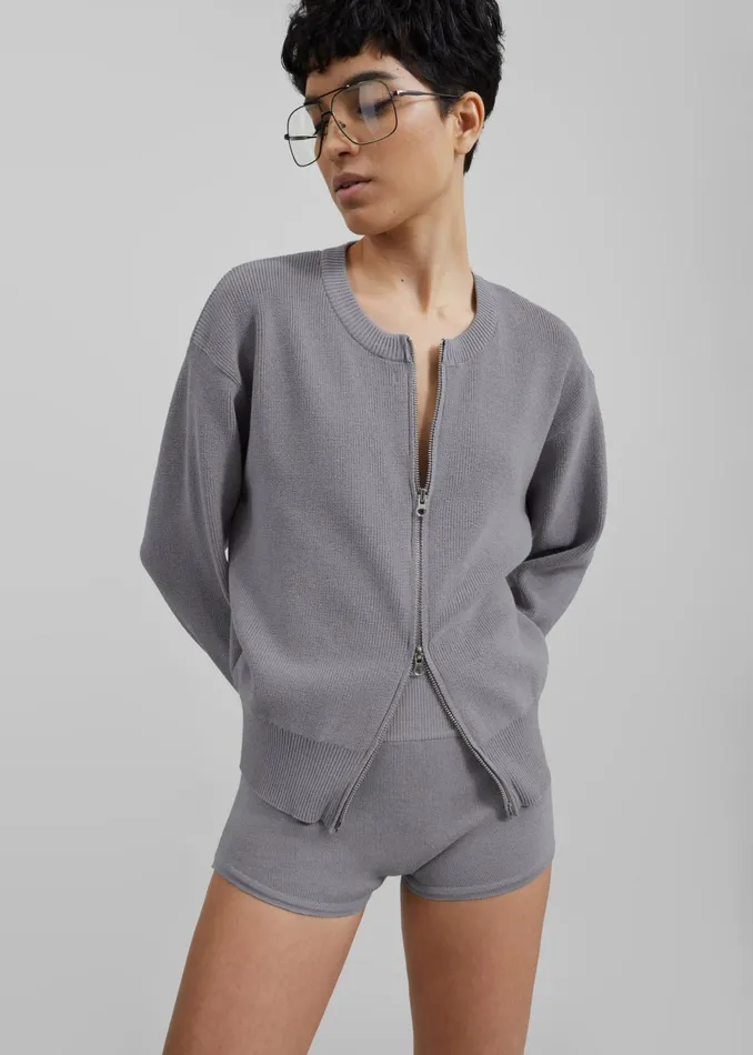 The Frankie Shop Knitwear Veronica ZipUp Cardigan 8211 Grey 8211 Women