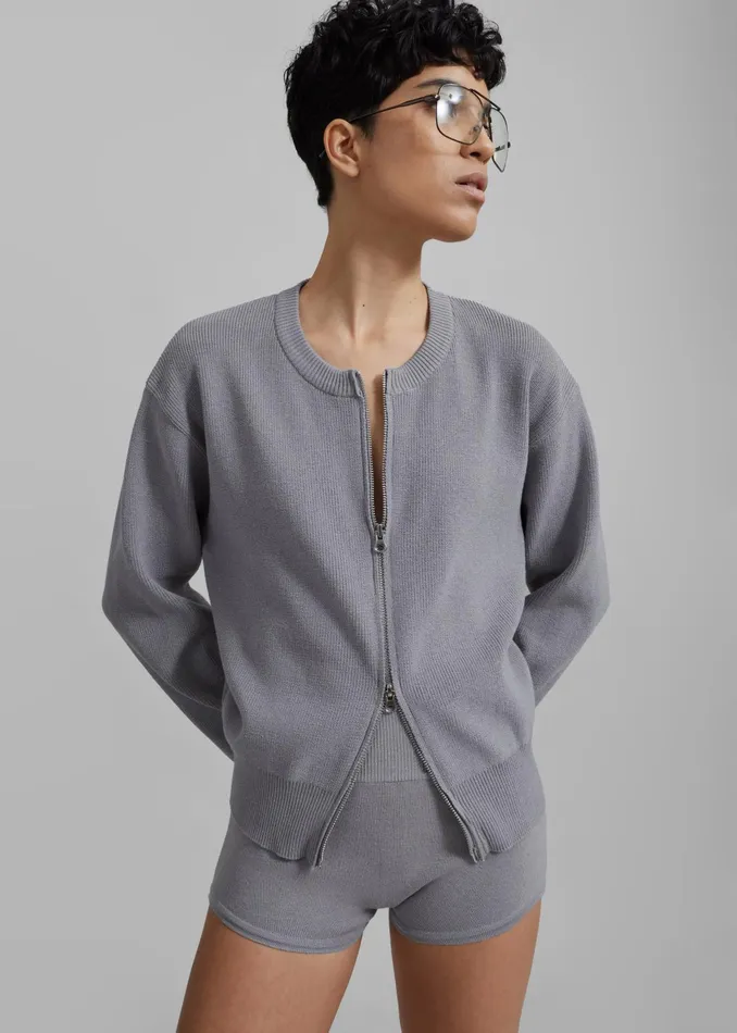 The Frankie Shop Knitwear Veronica ZipUp Cardigan 8211 Grey 8211 Women