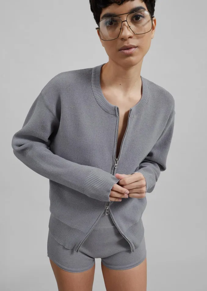 The Frankie Shop Knitwear Veronica ZipUp Cardigan 8211 Grey 8211 Women