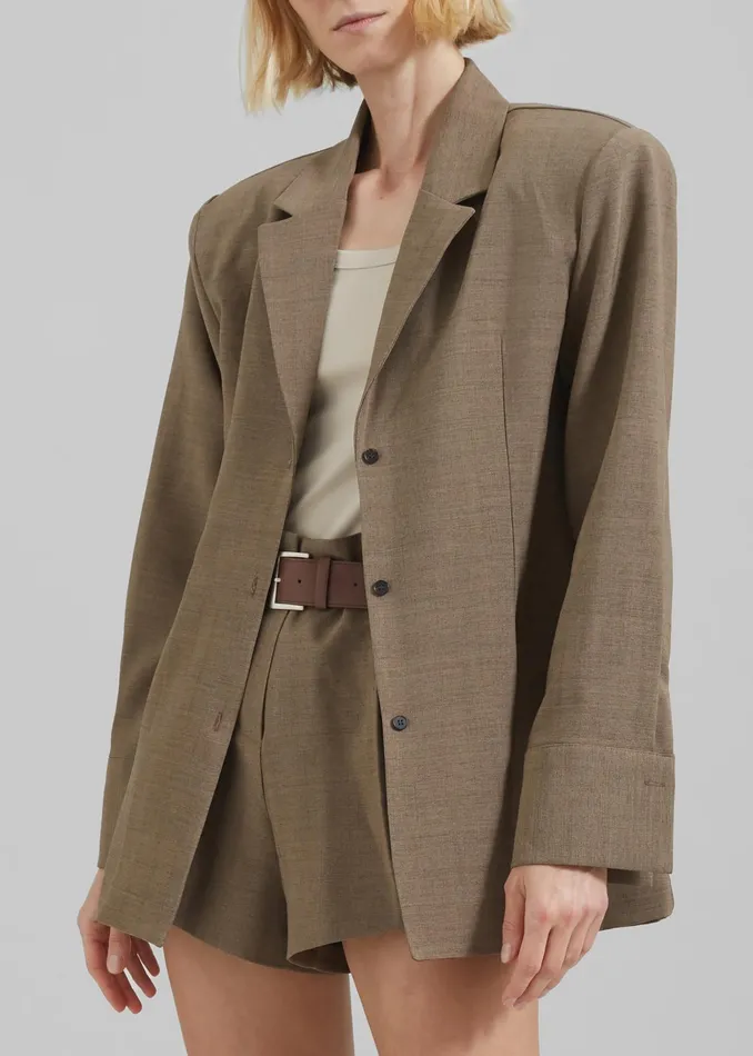 The Frankie Shop Outerwear Chappell Padded Blazer 8211 Brown 8211 Women