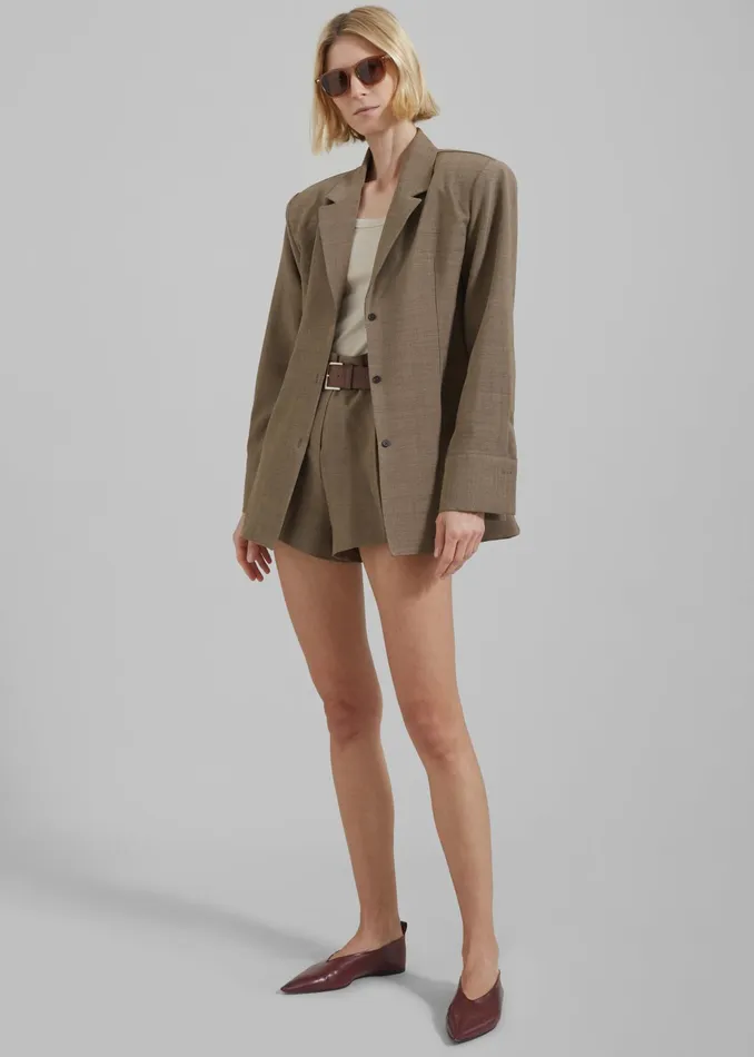 The Frankie Shop Outerwear Chappell Padded Blazer 8211 Brown 8211 Women