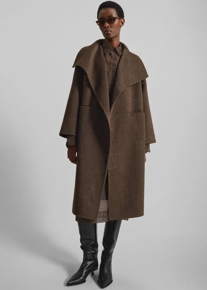 The Frankie Shop Outerwear Cheshire Shawl Collar Wool Coat 8211 Brown 8211 Women The Frankie Shop Outerwear Cheshire Shawl Collar Wool Coat 8211 Brown 8211 Women