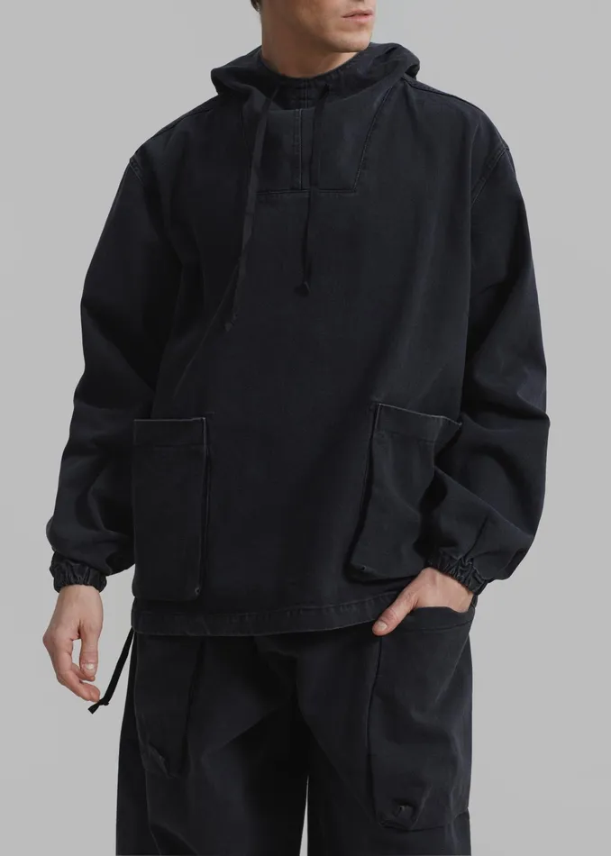 The Frankie Shop Outerwear Cliff Denim Hoodie 8211 Black 8211 Men