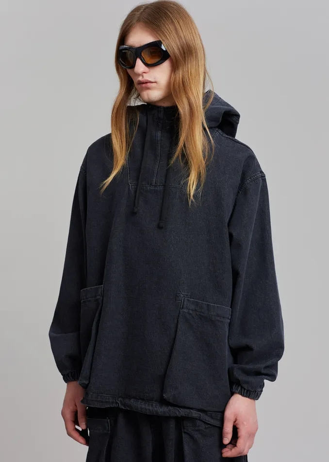 The Frankie Shop Outerwear Cliff Denim Hoodie 8211 Black 8211 Men