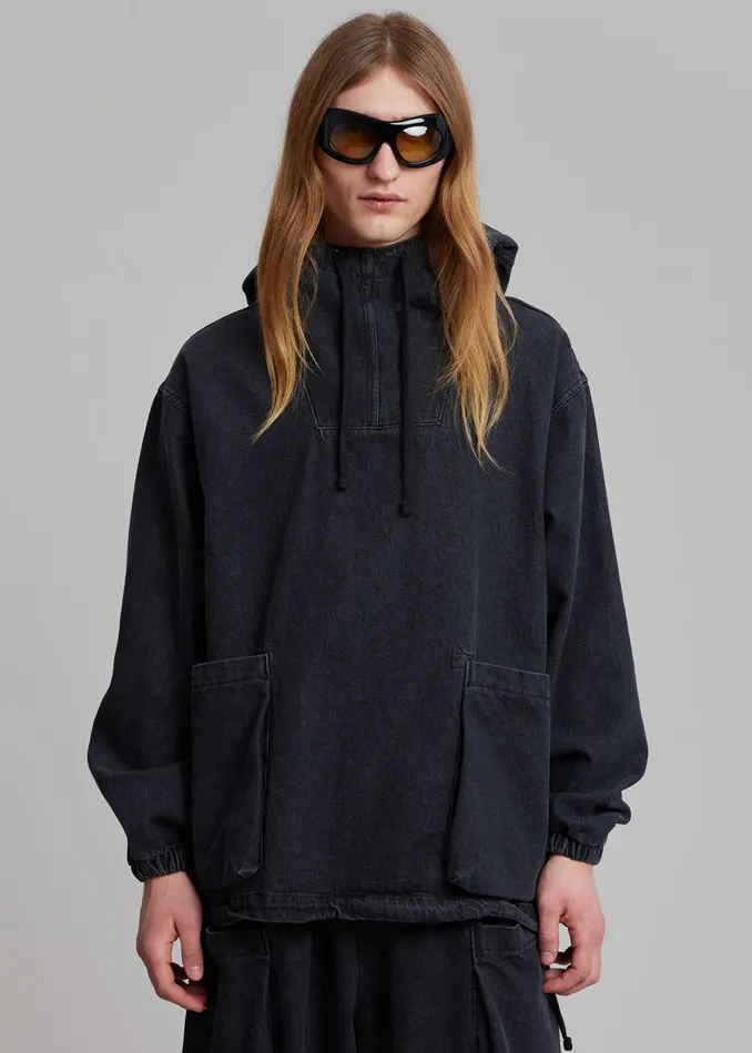 The Frankie Shop Outerwear Cliff Denim Hoodie 8211 Black 8211 Men