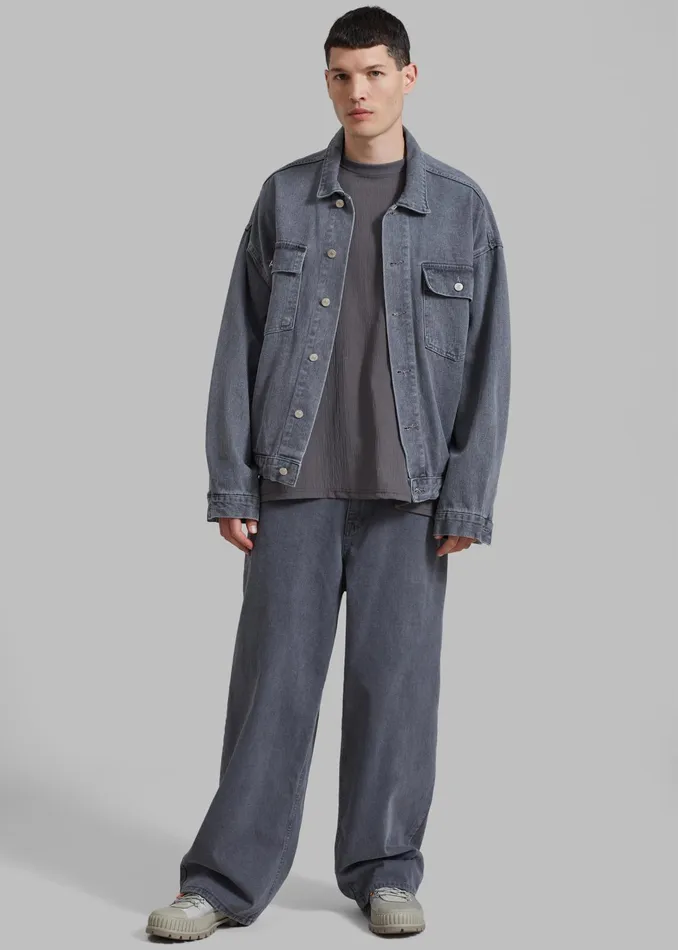 The Frankie Shop Outerwear Connor Oversized Denim Jacket 8211 Grey Wash 8211 Men