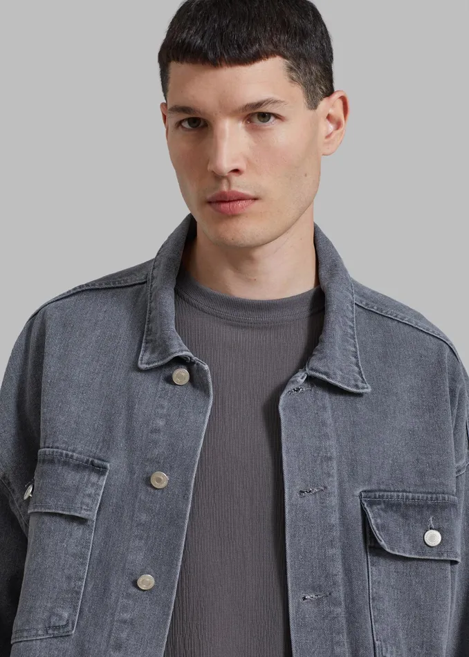 The Frankie Shop Outerwear Connor Oversized Denim Jacket 8211 Grey Wash 8211 Men