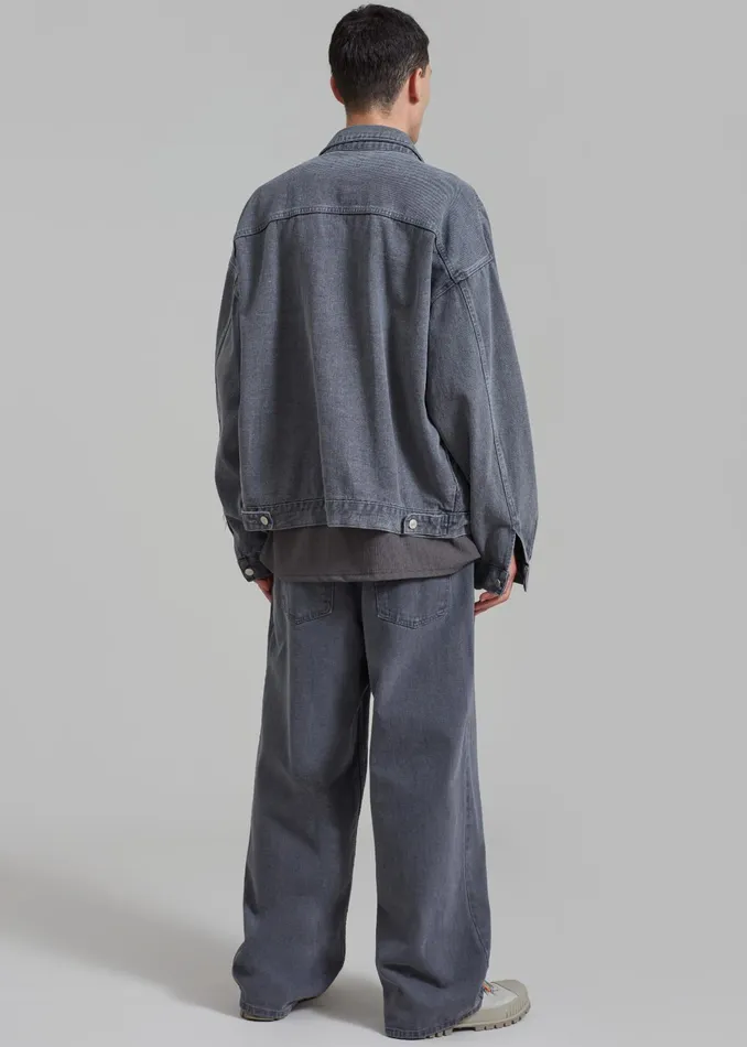 The Frankie Shop Outerwear Connor Oversized Denim Jacket 8211 Grey Wash 8211 Men