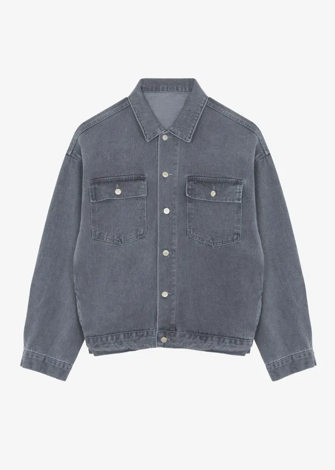 The Frankie Shop Outerwear Connor Oversized Denim Jacket 8211 Grey Wash 8211 Men