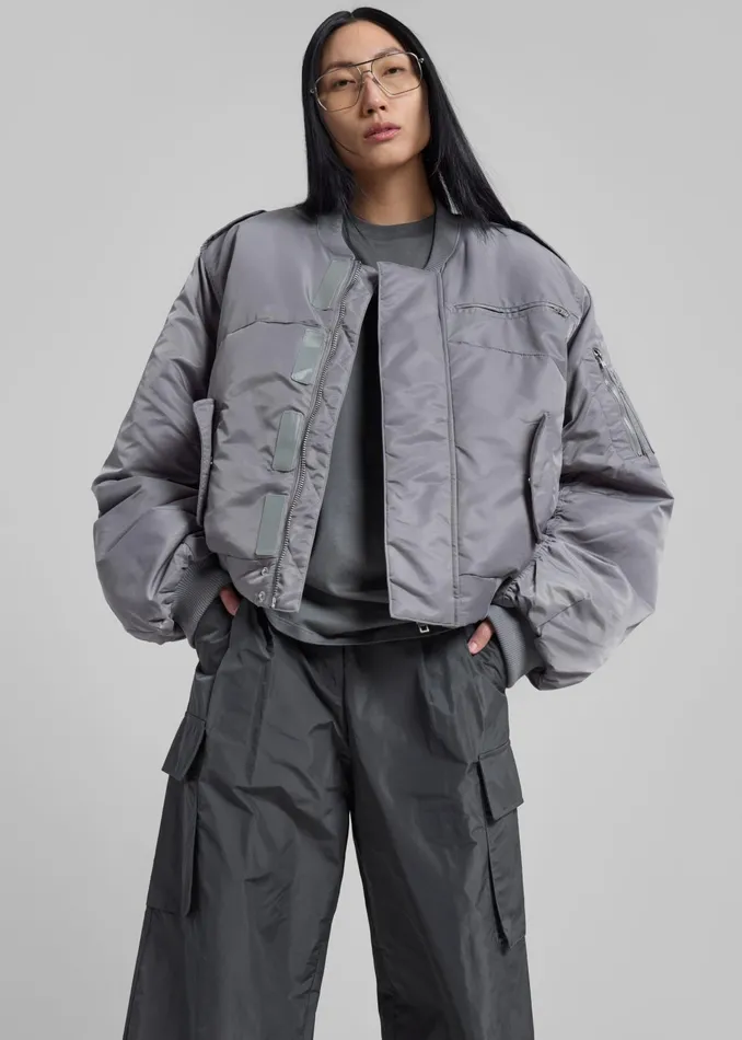 The Frankie Shop Outerwear Dalva Bomber Jacket 8211 Light Grey 8211 Women