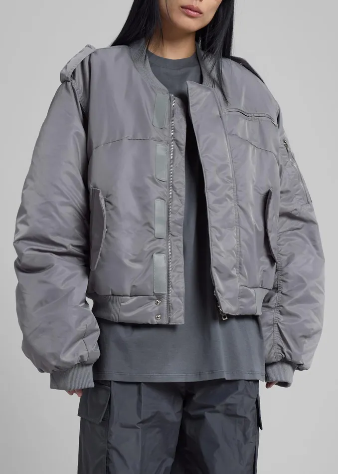 The Frankie Shop Outerwear Dalva Bomber Jacket 8211 Light Grey 8211 Women