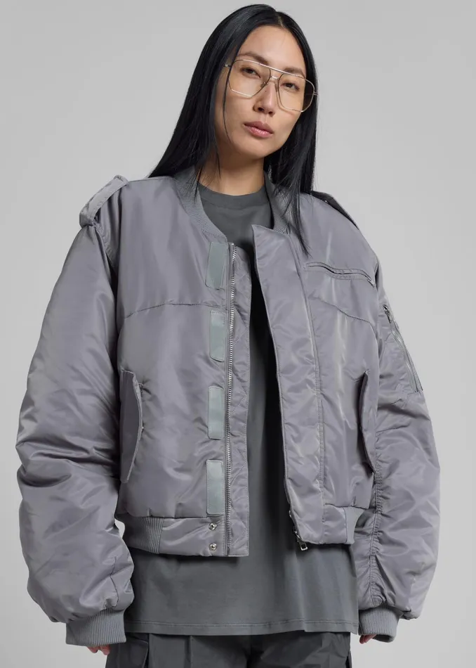 The Frankie Shop Outerwear Dalva Bomber Jacket 8211 Light Grey 8211 Women