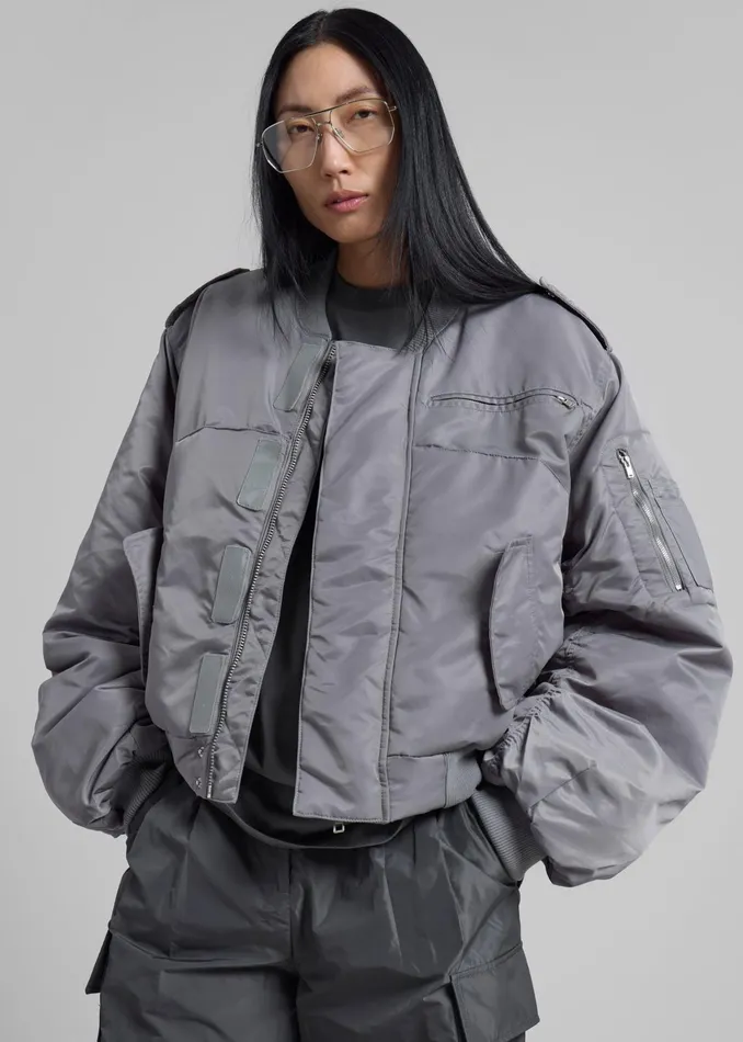 The Frankie Shop Outerwear Dalva Bomber Jacket 8211 Light Grey 8211 Women