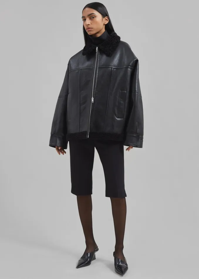 The Frankie Shop Outerwear Ivanka Faux Leather Shearling Jacket 8211 Black 8211 Women The Frankie Shop Outerwear Ivanka Faux Leather Shearling Jacket 8211 Black 8211 Women
