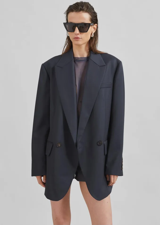 The Frankie Shop Outerwear Low Classic Classic Double Blazer 8211 Blue Green 8211 Women The Frankie Shop Outerwear Low Classic Classic Double Blazer 8211 Blue Green 8211 Women
