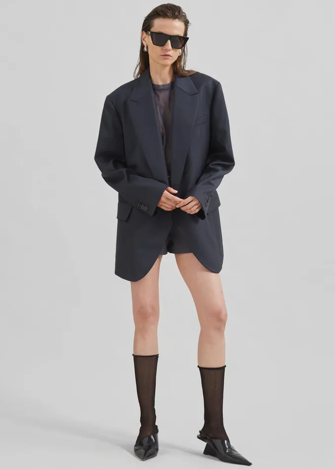 The Frankie Shop Outerwear Low Classic Classic Double Blazer 8211 Blue Green 8211 Women